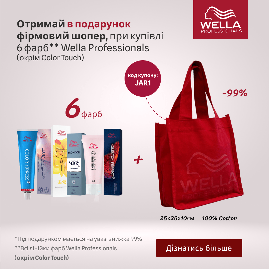 Отримай в подарунок фірмовий шопер, при купівлі 6 фарб Wella Professionals (окрім Color Touch)